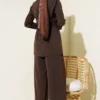 Belted Two-Piece Set with Gold Accents Brown groothandel clothing set view 3 - Hicabistan Turkije fabriek