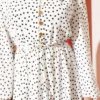 Gold Brit Buttoned Polka Dot Dress White Großhandel dress view 4 - Hicabistan Türkei Fabrik