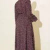 Gold Brit Buttoned Polka Dot Dress Brown wholesale dress view 3 - Hicabistan Turkey factory