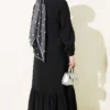 Buttoned Tie Modal Dress Black wholesale dress view 3 - Hicabistan Turkey factory