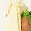 Gold Buttoned Waist Tunic Skirt Set Yellow all'ingrosso clothing set view 2 - Hicabistan fabbrica Turchia