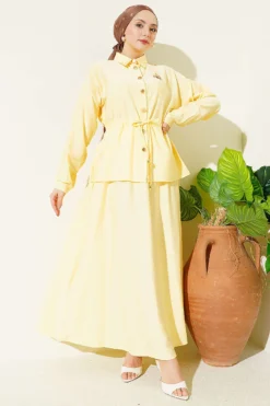Alternative view of Gold Buttoned Waist Tunic Skirt Set Yellow