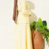 Gold Buttoned Waist Tunic Skirt Set Yellow all'ingrosso clothing set view 3 - Hicabistan fabbrica Turchia