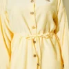 Gold Buttoned Waist Tunic Skirt Set Yellow all'ingrosso clothing set view 4 - Hicabistan fabbrica Turchia