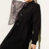 Gold Buttoned Waist Tunic Skirt Set Black en gros clothing set view 2 - Hicabistan usine Turquie