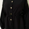 Gold Buttoned Waist Tunic Skirt Set Black en gros clothing set view 4 - Hicabistan usine Turquie