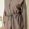 Gold Buttoned Waist Tunic Skirt Set Mink wholesale clothing set view 4 - Hicabistan Turkey factory