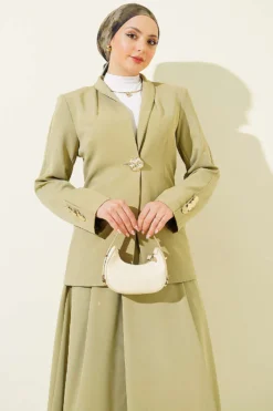 Alternative view of Blazer Jacket and Skirt Set Gold