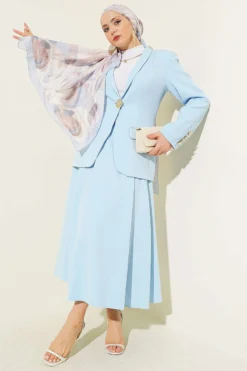 Blazer Jacket and Skirt Set Baby Blue