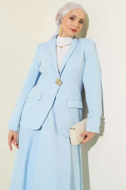 Alternative view of Blazer Jacket and Skirt Set Baby Blue