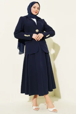 Alternative view of Blazer Jacket and Skirt Set Navy Blue