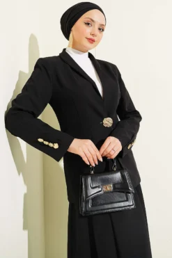 Alternative view of Blazer Jacket and Skirt Set Black