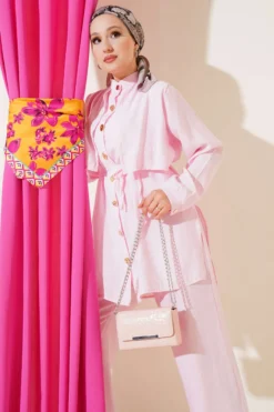 Alternative view of Buttoned Bolero Tencel Two-Piece Set Pink