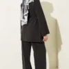 Gold Buttoned Ribbed Tencel Two-Piece Set Anthracite wholesale clothing set view 3 - Hicabistan Turkey factory