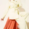 Buttoned V Ruffled Two-Piece Set Yellow wholesale clothing set view 2 - Hicabistan Turkey factory