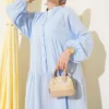 Button-Up Midi Dress Blue wholesale dress view 2 - Hicabistan Turkey factory