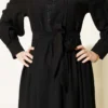Belted Lace Dress Black en gros dress view 4 - Hicabistan usine Turquie
