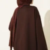 Mandarin Collar Loosely Fitted Tunic Brown بالجملة tunic view 3 - Hicabistan مصنع تركيا