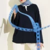 Mandarin Collar Loosely Fitted Tunic Navy Blue