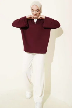 Alternative view of Mandarin Collar Loosely Fitted Tunic Plum