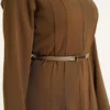 Belted Dress with Mandarin Collar Mink Großhandel dress view 4 - Hicabistan Türkei Fabrik