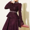 Floral Lace Beaded Evening Two-Piece Set Purple بالجملة clothing set view 2 - Hicabistan مصنع تركيا