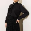Flower Pattern Scarf Tulle Skirt Set Black Großhandel clothing set - Hicabistan Türkei Fabrik