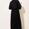 Flower Pattern Scarf Tulle Skirt Set Black Großhandel clothing set view 2 - Hicabistan Türkei Fabrik