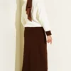 Floral Patterned Skirted Knit Two-Piece Set Brown Großhandel clothing set view 3 - Hicabistan Türkei Fabrik