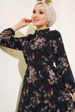 Alternative view of Floral Chiffon Tiered Dress Black