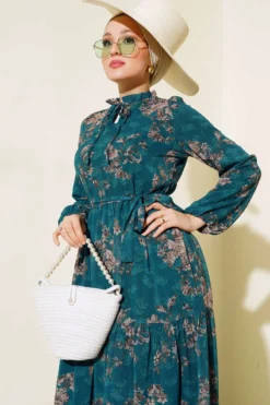 Alternative view of Floral Chiffon Tiered Dress Emerald