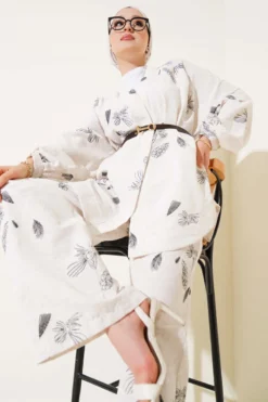 Alternative view of Floral Embossed Two-Piece Set Black