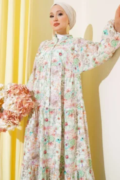 Vista alternativa di Floral A-Line Dress Green