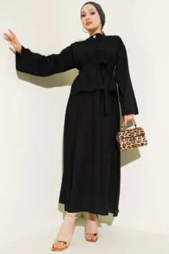 Alternative view of Flower Embroidered Skirt Set Black