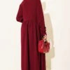 Floral Embroidered Cape Dress Burgundy al por mayor dress view 3 - Hicabistan fábrica Turquía