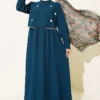 Floral Embroidered Cape Dress Emerald