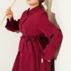 Floral Embellished Skirt Set Burgundy Großhandel clothing set view 2 - Hicabistan Türkei Fabrik