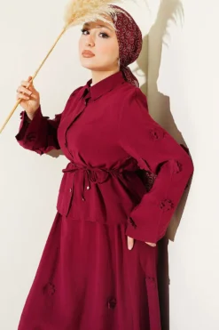 Alternative view of Floral Embellished Skirt Set Burgundy