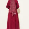 Floral Embellished Skirt Set Burgundy Großhandel clothing set view 3 - Hicabistan Türkei Fabrik