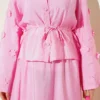 Floral Embellished Skirt Set Pink al por mayor clothing set view 4 - Hicabistan fábrica Turquía