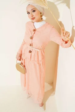 Floral Snap-Button Lace Skirt Two-Piece Set Powder Pink