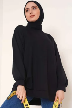 Vista alternativa de Two-Ply Plain Tunic Black