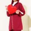 Hooded Zip-Up Two-Piece Set Burgundy Großhandel clothing set view 2 - Hicabistan Türkei Fabrik