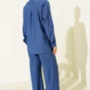 Slim Ribbed Pocket Shirt Set Navy Blue al por mayor clothing set view 3 - Hicabistan fábrica Turquía