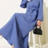 Thin Striped Tencel Dress Indigo