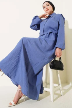 Thin Striped Tencel Dress Indigo