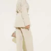 Pearl Detail Belted Two-Piece Set Beige all'ingrosso clothing set view 3 - Hicabistan fabbrica Turchia