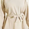 Pearl Detail Belted Two-Piece Set Beige all'ingrosso clothing set view 4 - Hicabistan fabbrica Turchia