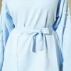 Pearl Detail Belted Two-Piece Set Blue groothandel clothing set view 4 - Hicabistan Turkije fabriek