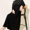 Pearl Flower Waist Tunic Skirt Set Black Großhandel clothing set - Hicabistan Türkei Fabrik